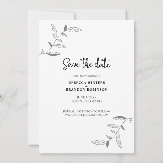 Stijlvol, dubbelzinnig, sparen de Datum Foto Save The Date (Achterkant)