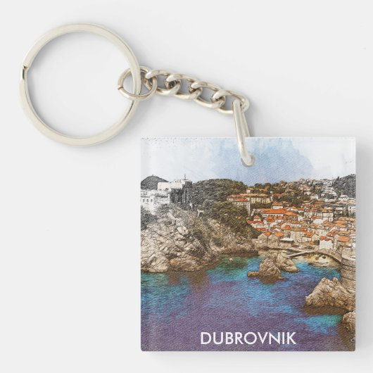 Stijlvol Dubrovnik Kroatië Reizen Kust Uitzicht Sleutelhanger (voorkant)