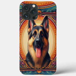 Stijlvol Duits Herder Hond Kleurrijk Lijst Case-Mate iPhone Case