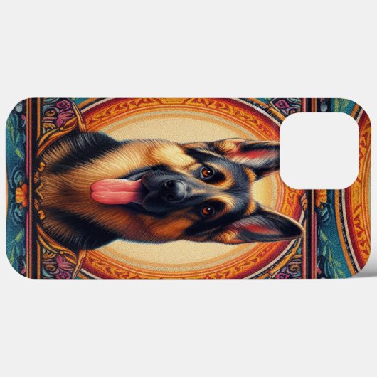Stijlvol Duits Herder Hond Kleurrijk Lijst Case-Mate iPhone Case (Achterkant (horizontaal))