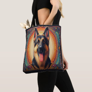 Stijlvol Duits Herder Hond Kleurrijk Lijst Tote Bag