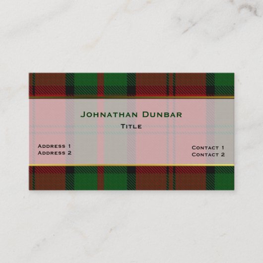 Stijlvol Dunbar Clan Pset Custom Visitekaartje (Voorkant)