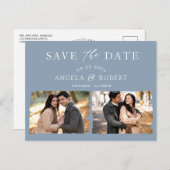 Stijlvol Dusty Blue 2 Foto slaat de datum op Briefkaart (Voorkant / Achterkant)