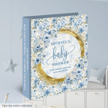 Stijlvol Dusty Blue Gold Baby shower Memory Album