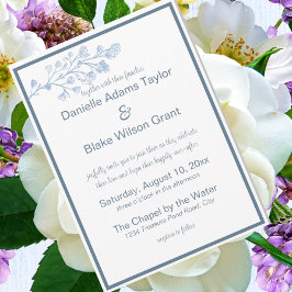 Stijlvol Dusty Blue & White Modern Photo Wedding Kaart