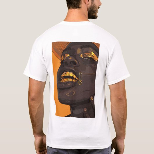 Stijlvol Ebony Man met decoraties T-shirt (Achterkant)