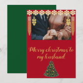Stijlvol Een foto Vrolijk kerstfeest voor mijn man Feestdagenkaart (Voorkant / Achterkant)