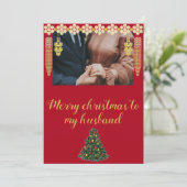 Stijlvol Een foto Vrolijk kerstfeest voor mijn man Feestdagenkaart (Staand voorkant)