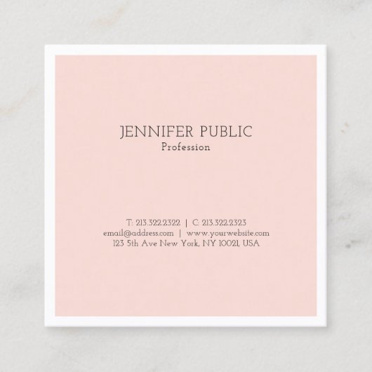 Stijlvol, eenvoudig design, vloeiend, zwart, roze  vierkante visitekaartje (Voorkant)