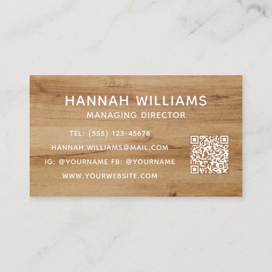 Stijlvol, eenvoudig hout, elegant script catering visitekaartje (Achterkant)