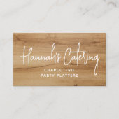 Stijlvol, eenvoudig hout, elegant script catering visitekaartje (Voorkant)