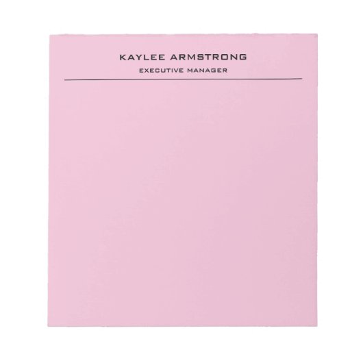 Stijlvol Eenvoudig Licht Roze Professioneel Notitieblok (Voorkant)