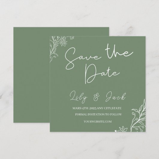 Stijlvol eenvoudig minimaal Elegant modern salie g Kaart (Voorkant / Achterkant)