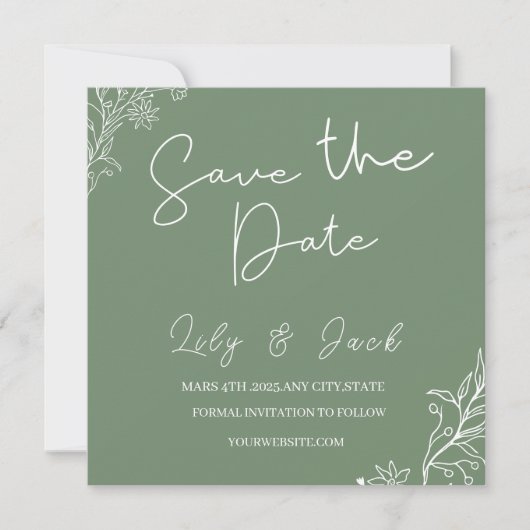 Stijlvol eenvoudig minimaal Elegant modern salie g Kaart (Voorkant)