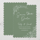 Stijlvol eenvoudig minimaal Elegant modern salie g Save The Date (Voorkant / Achterkant)