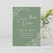 Stijlvol eenvoudig minimaal Elegant modern salie g Save The Date (Staand voorkant)