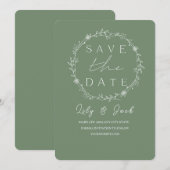Stijlvol eenvoudig minimaal Elegant modern salie g Save The Date (Voorkant / Achterkant)