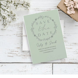 Stijlvol eenvoudig minimaal Elegant modern salie g Save The Date