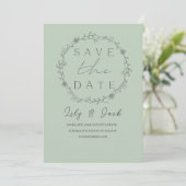 Stijlvol eenvoudig minimaal Elegant modern salie g Save The Date (Staand voorkant)