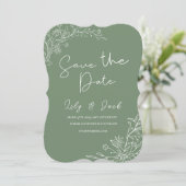 Stijlvol eenvoudig minimaal Elegant modern salie g Save The Date (Staand voorkant)