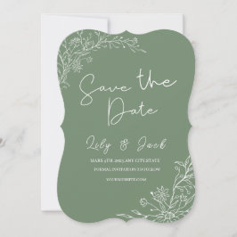 Stijlvol eenvoudig minimaal Elegant modern salie g Save The Date