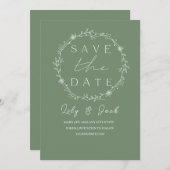 Stijlvol eenvoudig minimaal Elegant modern salie g Save The Date (Voorkant / Achterkant)