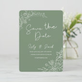 Stijlvol eenvoudig minimaal Elegant modern salie g Save The Date (Staand voorkant)