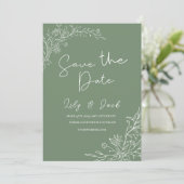 Stijlvol eenvoudig minimaal Elegant modern salie g Save The Date (Staand voorkant)