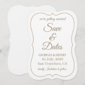 STIJLVOL EENVOUDIG MODERN MINIMALISCH WIT & BEIGE SAVE THE DATE (Voorkant / Achterkant)