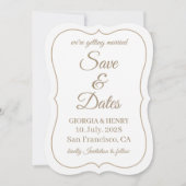 STIJLVOL EENVOUDIG MODERN MINIMALISCH WIT & BEIGE SAVE THE DATE (Voorkant)