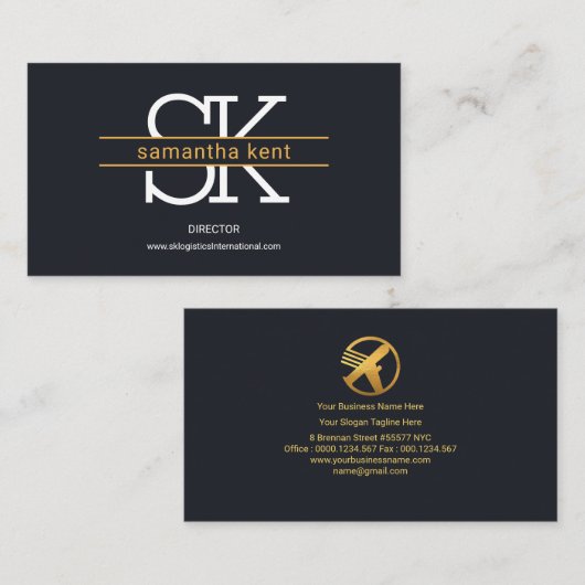 Stijlvol eenvoudig monogram bruin Stripes Logistic Visitekaartje (Voorkant / Achterkant)