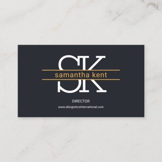 Stijlvol eenvoudig monogram bruin Stripes Logistic Visitekaartje (Voorkant)