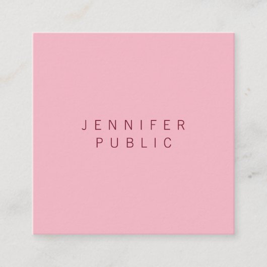 Stijlvol eenvoudig ontwerp Bord roze professionele Vierkante Visitekaartje (Voorkant)
