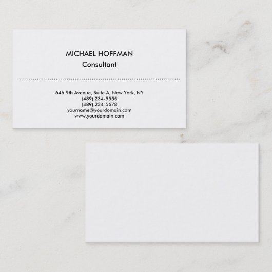 Stijlvol, eenvoudig, schoon wit visitekaartje (Voorkant / Achterkant)