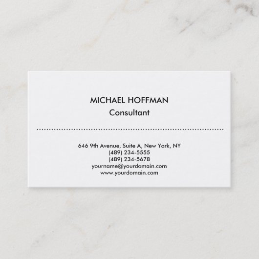 Stijlvol, eenvoudig, schoon wit visitekaartje (Voorkant)