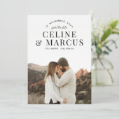 Stijlvol, eenvoudig, volledig, dubbelzijdig save the date (Staand voorkant)