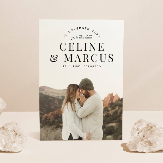 Stijlvol, eenvoudig, volledig, dubbelzijdig save the date