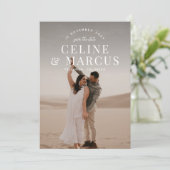 Stijlvol, eenvoudig, volledig, dubbelzijdig, wit save the date (Staand voorkant)