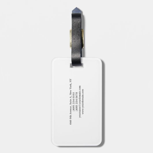 Stijlvol, eenvoudig wit minimalistisch bagagelabel (Achterkant verticaal)