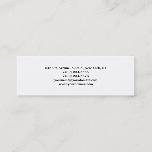 Stijlvol, eenvoudig wit, minimalistisch mini visitekaartje (Achterkant)
