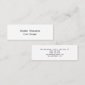 Stijlvol, eenvoudig wit, minimalistisch modern mini visitekaartje (Voorkant / Achterkant)