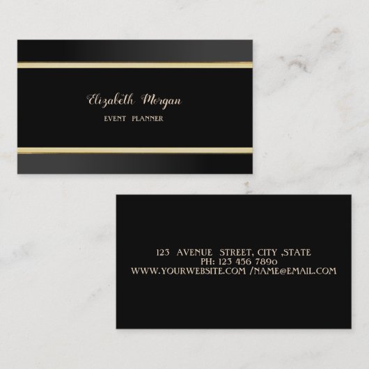 Stijlvol, eenvoudig, zwart, stripes visitekaartje (Voorkant / Achterkant)