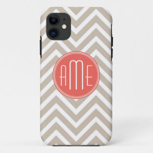 Stijlvol Eigen monogram en koraal iPhone 11 Hoesje