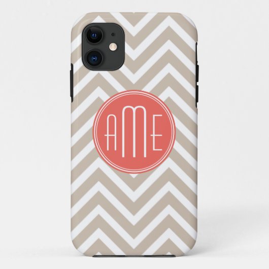 Stijlvol Eigen monogram en koraal Case-Mate iPhone Case (Achterkant)