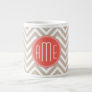 Stijlvol Eigen monogram en koraal Grote Koffiekop