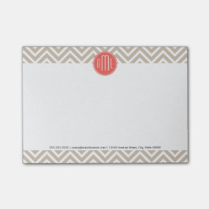 Stijlvol Eigen monogram en koraal Post-it® Notes