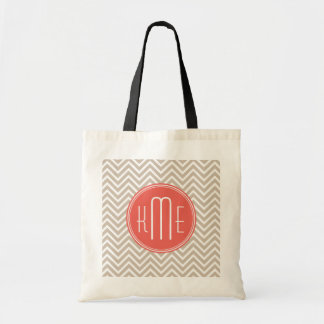 Stijlvol Eigen monogram en koraal Tote Bag