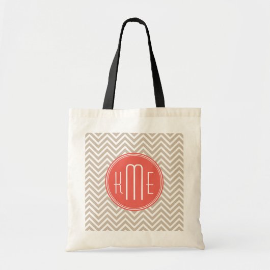 Stijlvol Eigen monogram en koraal Tote Bag (Voorkant)