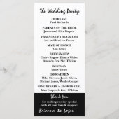 Stijlvol eigentijds zwart-wit bruiloft programma programmakaart (Achterkant)