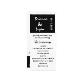 Stijlvol eigentijds zwart-wit bruiloft programma programmakaart